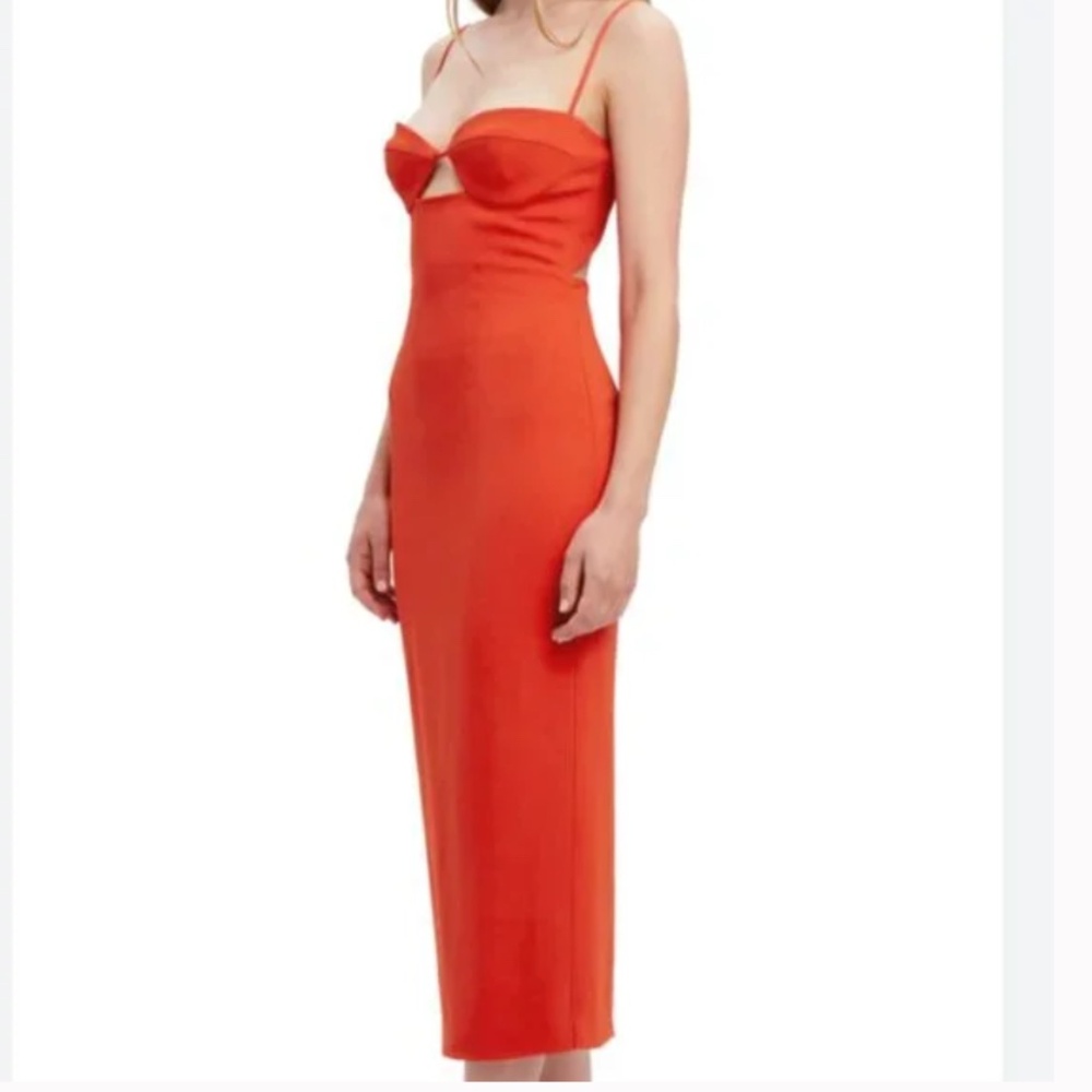 NWT Bardot Vienna Midi Dress in red Flame Orange size 8 - Picture 4 of 4